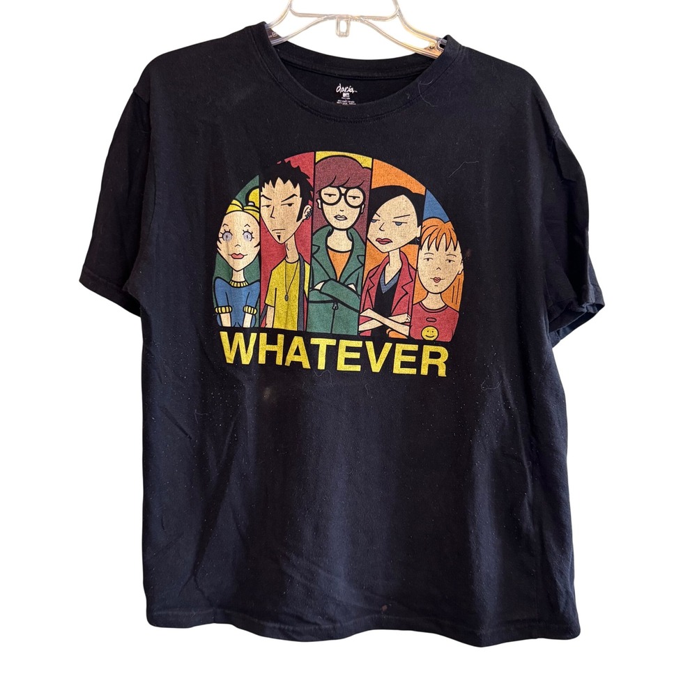 MTV Daria Womens Whatever Animation Short Sleeve Graphic Band Shirt Black Large
